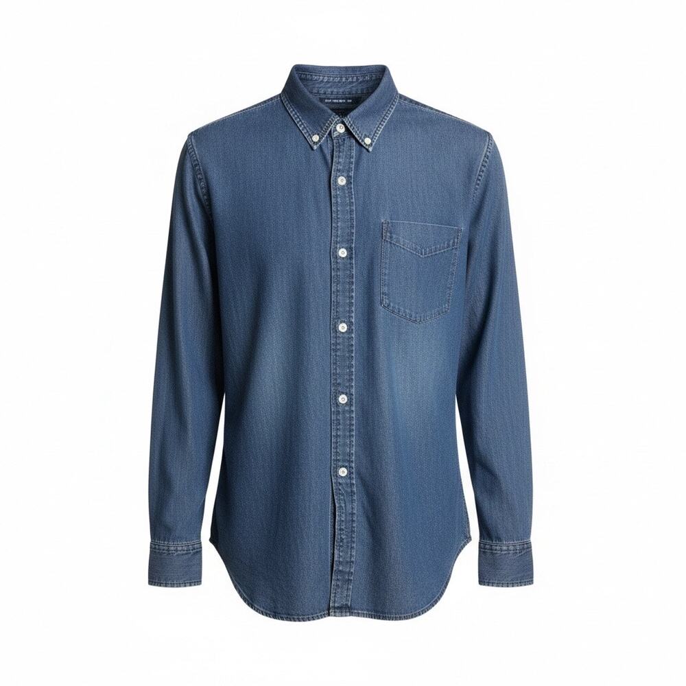 Old Navy Men’s Long Sleeve 100% Cotton Blue Denim Shirt Sz. Large Normcore
